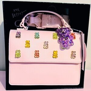 🧸BETSEY JOHNSON Top Handle Crossbody Bag With Gummy Bear Jewels & Sparkly Charm